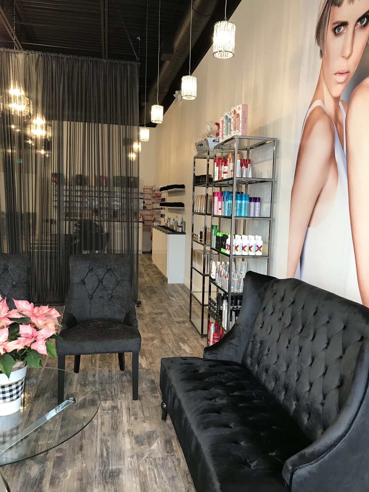 Black tufted lounge seating